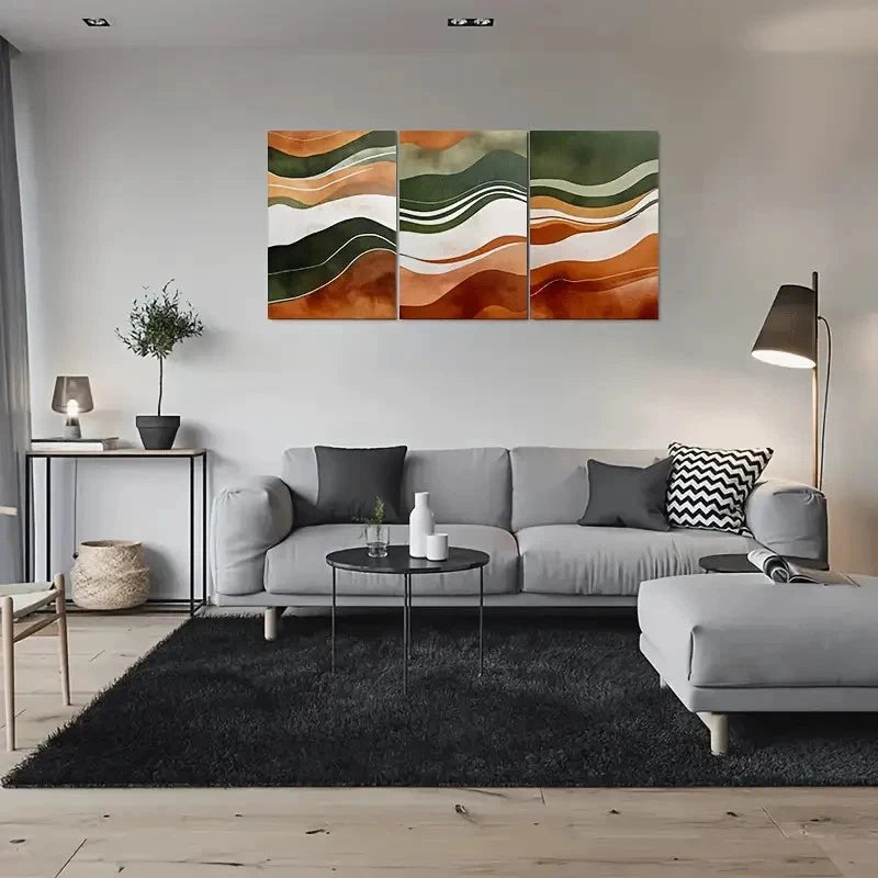 3pcs Abstract Wave Patterns Triptych Metal Print Ready to Hang Art