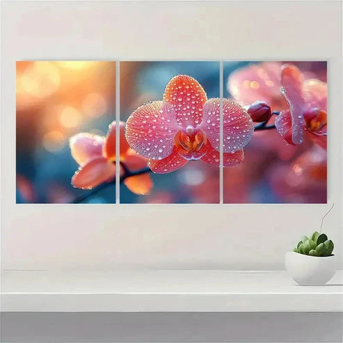 3pcs Orchid Print Flower Art Nature Wall Art Canvas Unframed - High Quality Print 100% Australian Made Wall Canvas