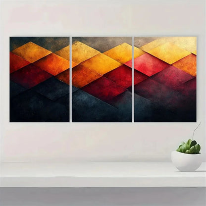 3pcs Modern Abstract Geometric Pattern Wall Art Set Canvas Framed 50x70cm - High Quality Print 100% Australian Made Wall Canvas Ready to Hang