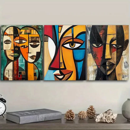 3pcs Abstract African Faces Wall Art Canvas Unframed - High Quality Print 100% Australian Made Wall Canvas