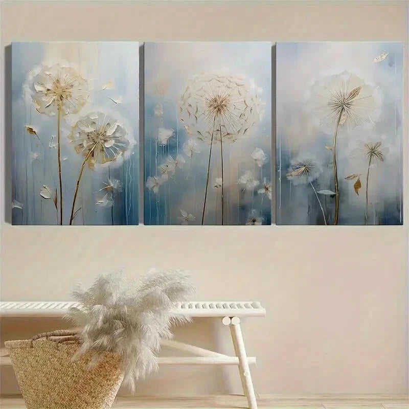 3pcs Showcasing Beautiful Dandelion Abstract Wall Art Set Canvas Framed 40x60cm - High Quality Print 100% Australian Made Wall Canvas Ready to Hang