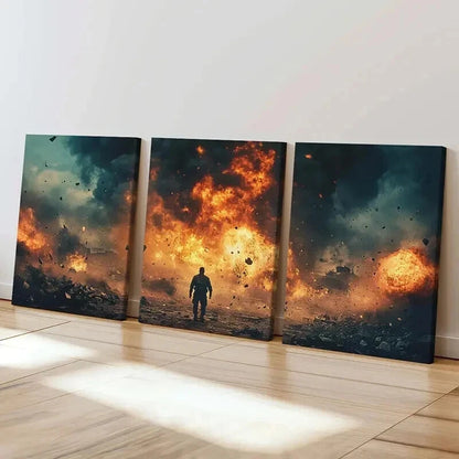 3pcs Explosive Scene Dramatic Sky Fiery Flames Wall Art Set Canvas Framed 40x60cm - High Quality Print 100% Australian Made Wall Canvas Ready to Hang