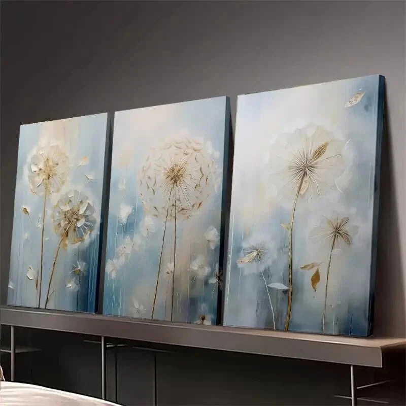 3pcs Showcasing Beautiful Dandelion Abstract Wall Art Set Canvas Framed 40x60cm - High Quality Print 100% Australian Made Wall Canvas Ready to Hang