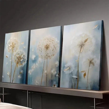 3pcs Showcasing Beautiful Dandelion Abstract Wall Art Set Canvas Framed 40x60cm - High Quality Print 100% Australian Made Wall Canvas Ready to Hang