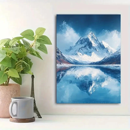 Beautiful Iceberg Reflection In Lagoon Painting 40x60cm Metal Print Ready to Hang