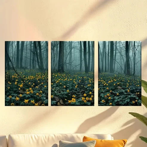 3pcs Colorful and Vivid Yellow Flowers Wall Art Canvas Unframed - High Quality Print 100% Australian Made Wall Canvas