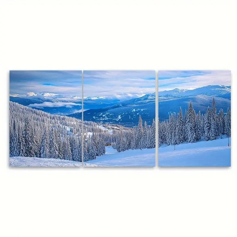 3pcs Big White Ski Resort Capturing Canada KL Wall Art Set Canvas Framed 50x70cm - High Quality Print 100% Australian Made Wall Canvas Ready to Hang