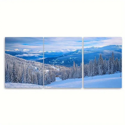 3pcs Big White Ski Resort Capturing Canada KL Wall Art Set Canvas Framed 50x70cm - High Quality Print 100% Australian Made Wall Canvas Ready to Hang