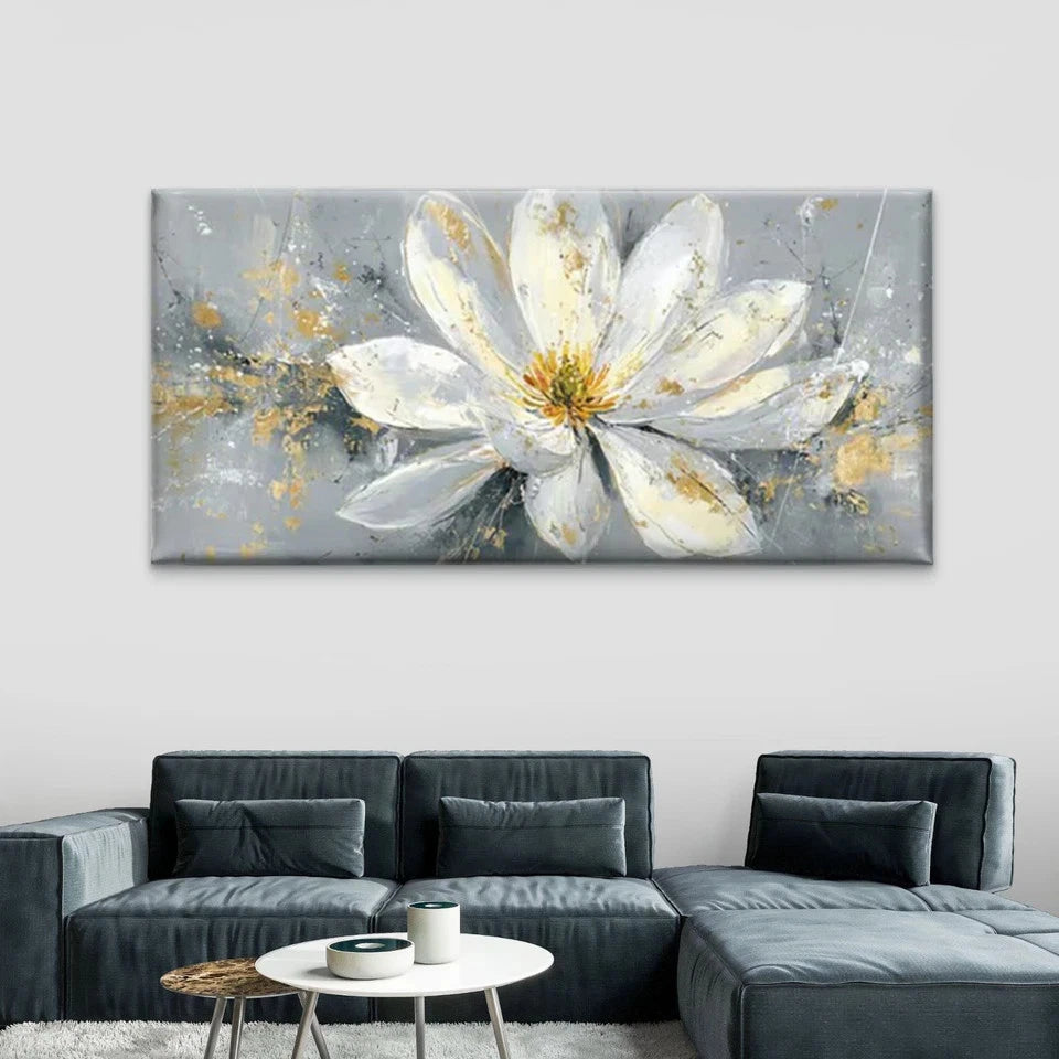 Minimalist Daisy-like Flower Wall Art Canvas Office Home Room Framed 120x60cm