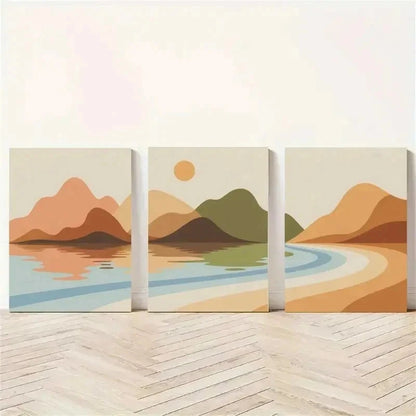 3pcs Mountains, Lake, Sun Canvas   Wall Art Set Canvas Framed 60x90cm - High Quality Print 100% Australian Made Wall Canvas Ready to Hang