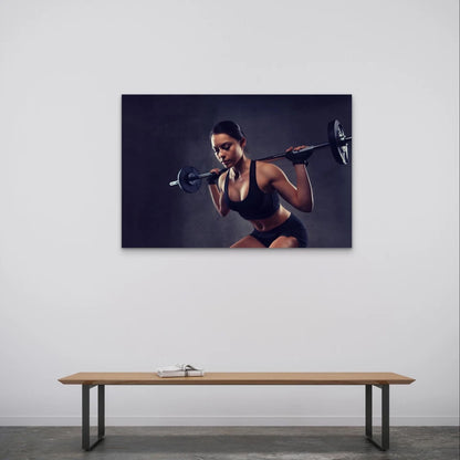 Athletic Woman Doing Barbell Squats 5mm Plastic Poster Ready to Hang 90x60cm