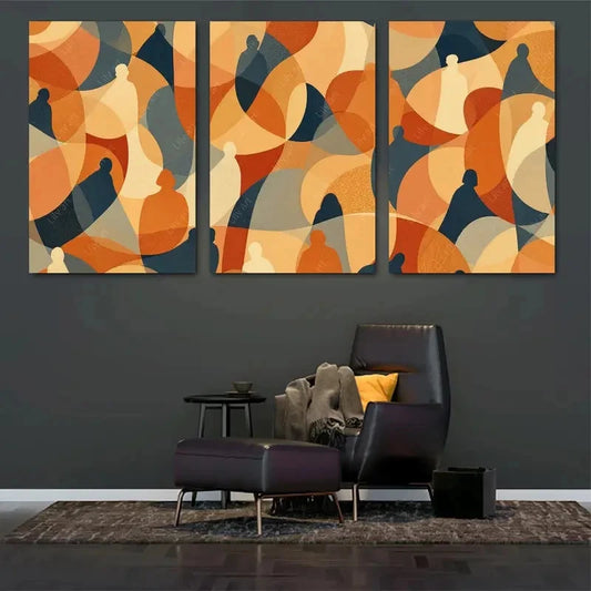 3pcs Abstract People Earth Tone Silhouette Shapes Metal Print Ready to Hang Art