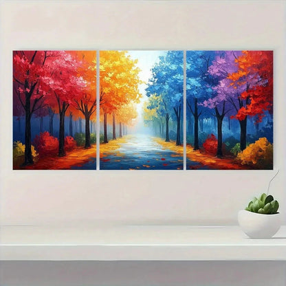3pcs Colorful Streetscape Modern Abstract Metal Print Ready to Hang Art
