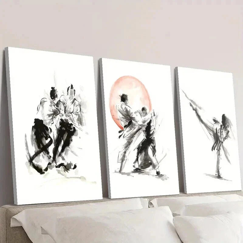 3pcs Martial Arts And Judo Competitions Wall Art Set Canvas Framed 40x60cm - High Quality Print 100% Australian Made Wall Canvas Ready to Hang