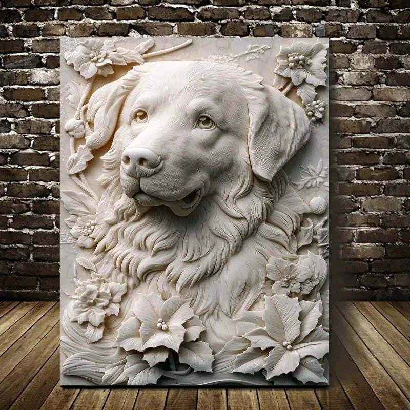 Great Pyrenees Heart Blossoms Painting 40x60cm Metal Print Ready to Hang