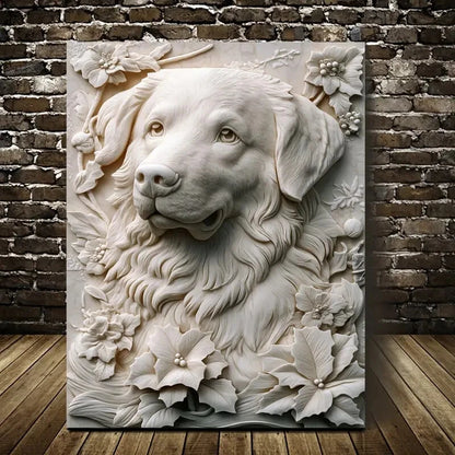 Great Pyrenees Heart Blossoms Painting 40x60cm Metal Print Ready to Hang