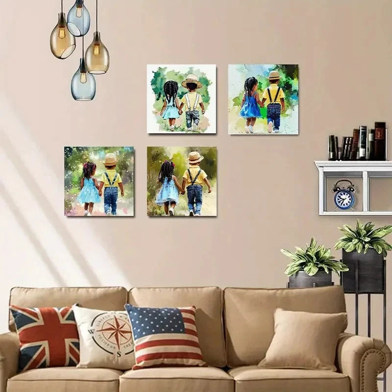 4pcsFeaturing Youngsters  Wall Art Canvas Framed