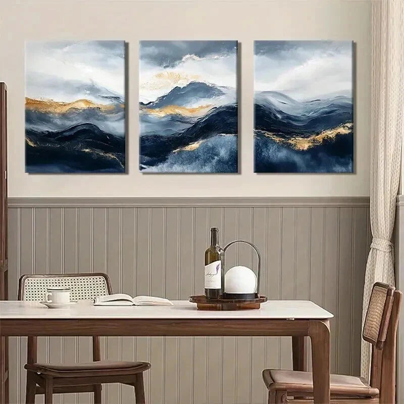 3pcs Abstract Mountain Landscape Texture Perfect Wall Art Set Canvas Framed 40x60cm - High Quality Print 100% Australian Made Wall Canvas Ready to Hang