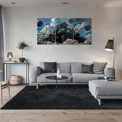 3pcs Fantasy Cloudscape Painting Metal Print Ready to Hang Art