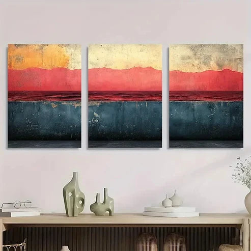 3pcs Dustin Way Abstract Illustration Wall Art Set Canvas Unframed - High Quality Print 100% Australian Made Wall Canvas