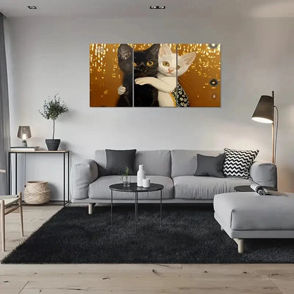 3pcs Adorable Black and White Kitten Metal Print Ready to Hang Art