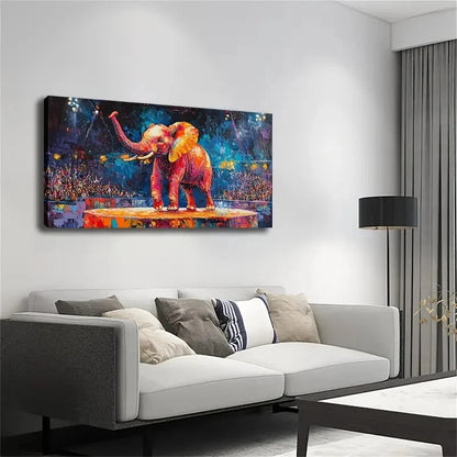 Elephant on Stage with Audience Wall Art Canvas Office Home Room Framed 120x60cm