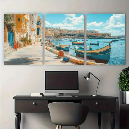 3pcs Tropical Décor Botanical Malta Perfect Wall Art Set Canvas Framed 40x60cm - High Quality Print 100% Australian Made Wall Canvas Ready to Hang