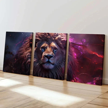 3pcs Fantasy Animal Art Lion Abstract Wall Art Set Canvas Framed 40x60cm - High Quality Print 100% Australian Made Wall Canvas Ready to Hang