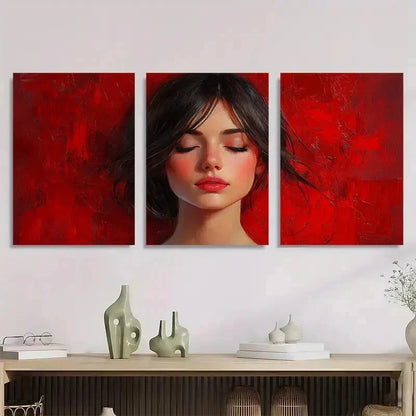 3pcs Abstract Beautiful Girl Portrait Perfect Wall Art Set Canvas Framed 40x60cm - High Quality Print 100% Australian Made Wall Canvas Ready to Hang