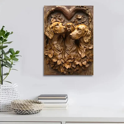 Irish Setter Dogs Among Heart Shaped Painting 40x60cm Metal Print Ready to Hang