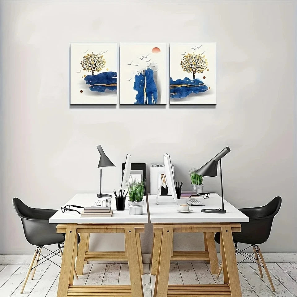 3pcs Modern Farmhouse Style Natural Scenery Metal Print Ready to Hang Art