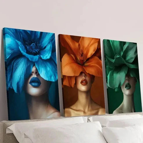 3pcs Fantasy Women with Flower Crown Wall Art Canvas Unframed - High Quality Print 100% Australian Made Wall Canvas
