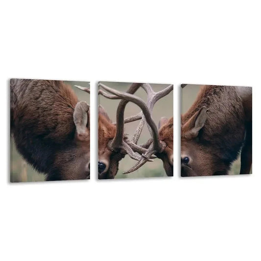 3pcs Red deer Modern Stylish Winter Themed Wall Art Set Canvas Framed 60x90cm - High Quality Print 100% Australian Made Wall Canvas Ready to Hang