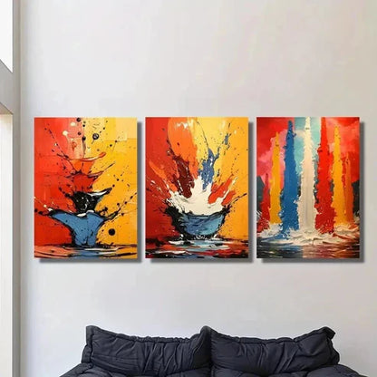 3pcs Abstract Color Oil Painting Texture Wall Art Canvas Unframed - High Quality Print 100% Australian Made Wall Canvas