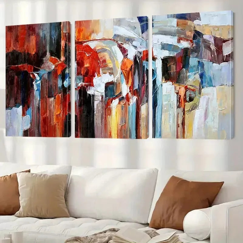 3pcs Colourful Painting Simple Fashion Graffiti Wall Art Set Canvas Framed 50x70cm - High Quality Print 100% Australian Made Wall Canvas Ready to Hang - Bella Home Decor