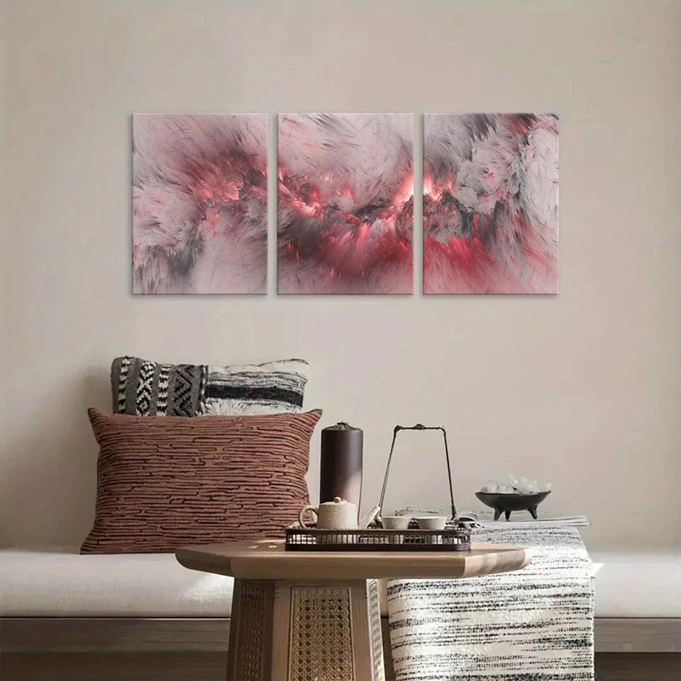 3pcs Abstract Pink Cloud Fantasy Metal Print Ready to Hang Art