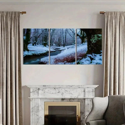 3pcs Streams Snow Scene Modern Wall Art Set Canvas Framed 40x60cm - High Quality Print 100% Australian Made Wall Canvas Ready to Hang