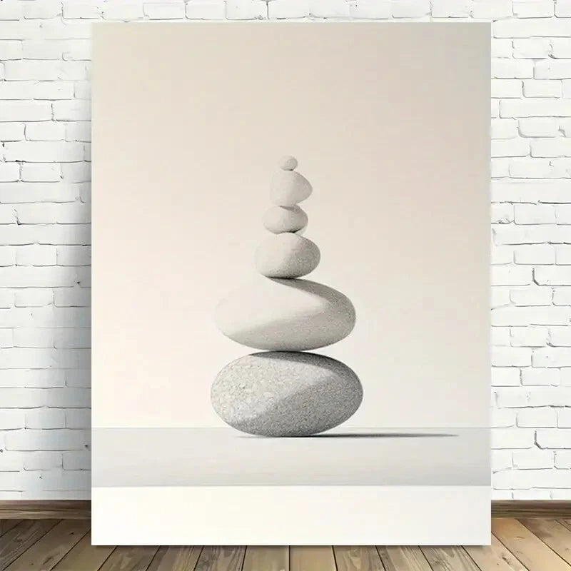 Beautiful Modern Minimalist Stone Balance Painting 40x60cm Metal Print Ready to Hang