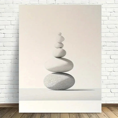Beautiful Modern Minimalist Stone Balance Painting 40x60cm Metal Print Ready to Hang