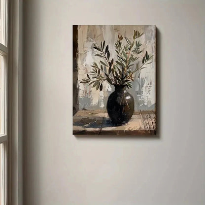 Beautiful Rustic Olive Branch Oil Painting 40x60cm Metal Print Ready to Hang