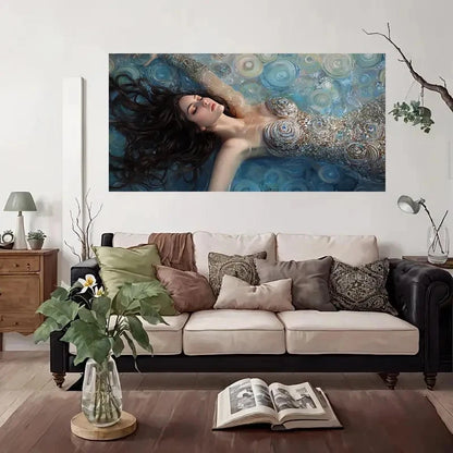 Elegant Mermaid Fantasy Wall Art Canvas Office Home Room Framed 120x60cm