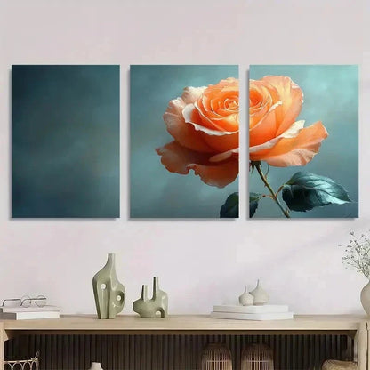 3pcs Elegant Peach Rose Serene Perfect Wall Art Set Canvas Framed 40x60cm - High Quality Print 100% Australian Made Wall Canvas Ready to Hang
