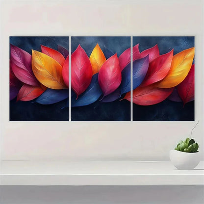 3pcs Modern Abstract Leaves Metal Print Ready to Hang Art