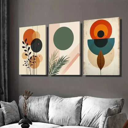 3pcs Geometric Shapes and Botanical Elements Wall Art Set Canvas Unframed - High Quality Print 100% Australian Made Wall Canvas