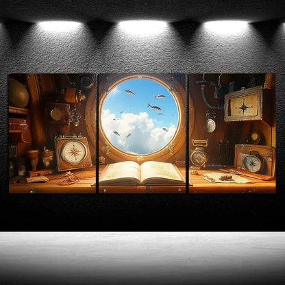 3pcs Clouds Outside The Window Blue Sky Metal Print Ready to Hang Art