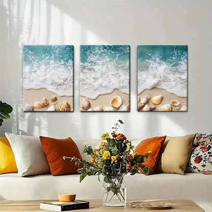 3pcs Coastal Beach Relaxing Nautical Perfect Wall Art Set Canvas Framed 50x70cm - High Quality Print 100% Australian Made Wall Canvas Ready to Hang
