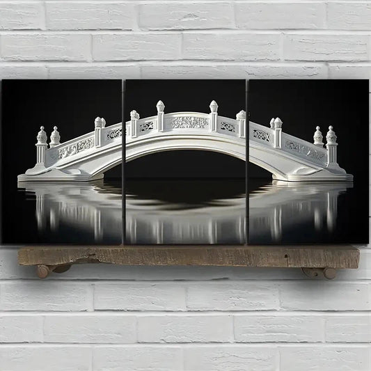 3pcs Arch Bridge Watercolor Reflection Style Metal Print Ready to Hang Art