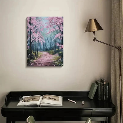 Cherry Blossom Forest Lush Pink Blossom Painting  40x60cm Metal Print Ready to Hang