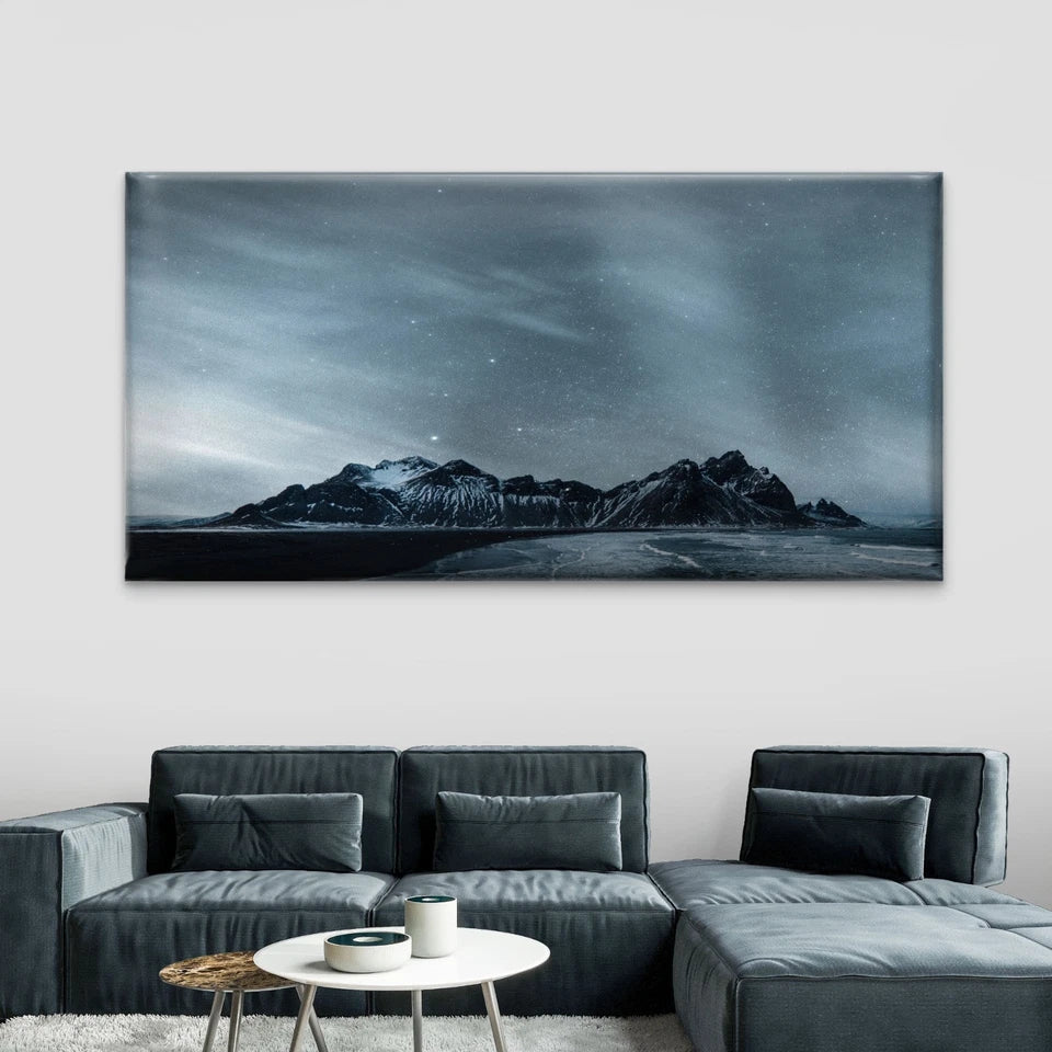 Starry Sky Mountain Wall Art Canvas Office Home Room Framed 120x60cm