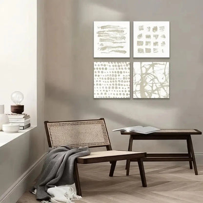 4pcs Vintage Olive Branch Square Print Wall Art Canvas Framed